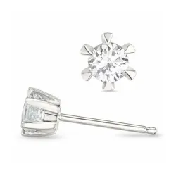2 x 0,10 ct lab grown diamant solitaireørepynt i 14 karat hvitt gull med lab grown diamant
