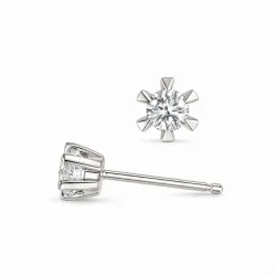 2 x 0,10 ct lab grown diamant solitaireørepynt i 14 karat hvitt gull med lab grown diamant 
