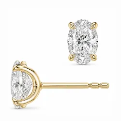 2 x 0,40 ct lab grown diamant solitaireørepynt i 14 karat gull med lab grown diamant (CVD) 