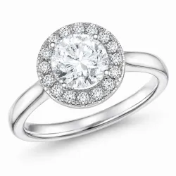 lab grown diamant ring i 14 karat hvitt gull 1,0 ct 0,21 ct