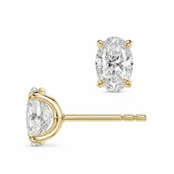 2 x 0,30 ct lab grown diamant solitaireørepynt i 14 karat gull med lab grown diamant (CVD) 