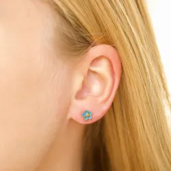 6,5 mm margeritt blå ørestikker i forgylt sølv - Majse