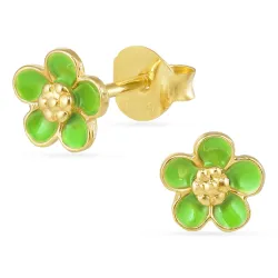 6 mm margeritt lysegrønn øredobber i forgylt sølv - Majse