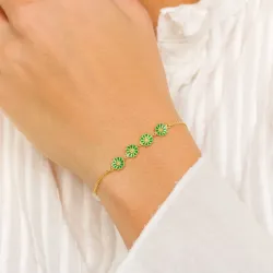 margeritt mørkegrønn armbånd i forgylt sølv - Maggie