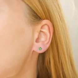 4,5 mm margeritt mørkegrønn øredobber i forgylt sølv - Majse