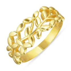 blad ring i forgylt sølv