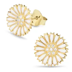 11,5 mm margeritt øredobber i forgylt sølv - Marie