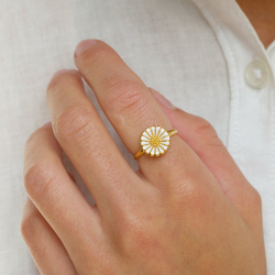 12 mm margeritt ring i forgylt sølv - Marie