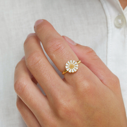 12 mm margeritt ring i forgylt sølv - Marie