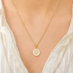 14 mm margeritt anheng i forgylt sølv - Matilda