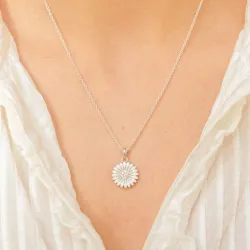 14 mm margeritt anheng i rodinert sølv - Matilda