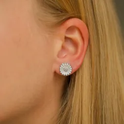12 mm margeritt øredobber i rodinert sølv - Marie