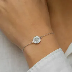 12 mm margeritt ankerarmbånd i rodinert sølv med anheng i rodinert sølv - Marie