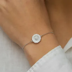 14 mm margeritt ankerarmbånd i rodinert sølv med margeritt anheng i rodinert sølv - Marie