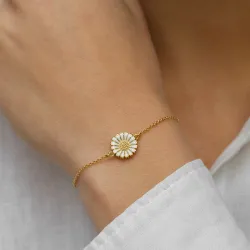 12 mm margeritt armbånd i forgylt sølv med margeritt anheng i forgylt - Marie