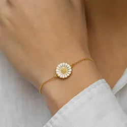 14 mm margeritt armbånd i forgylt sølv - Marie