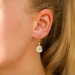 11 mm margeritt zirkon øredobber i forgylt sølv - Matilda