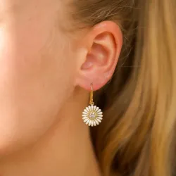 14,5 mm margeritt zirkon øredobber i forgylt sølv - Matilda