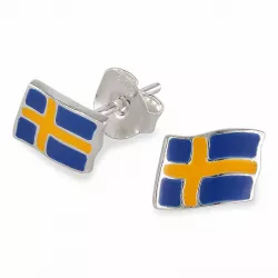 svensk flagg ørestikker i sølv