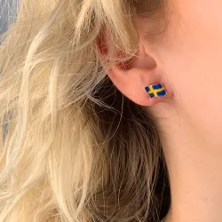 svensk flagg ørestikker i sølv