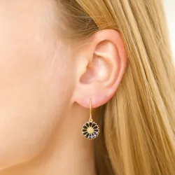 11 - 12 MM margeritt svart øredobber i forgylt sølv - Marie