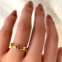 panzer ring i forgylt sølv