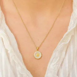 15 mm margeritt blå anheng i forgylt sølv - Marie