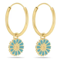 18 mm margeritt blå creol i forgylt sølv - Marie