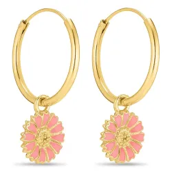 18 mm margeritt rosa creol i forgylt sølv - Marie