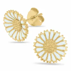 12 mm margeritt blå ørestikker i forgylt sølv - Marie