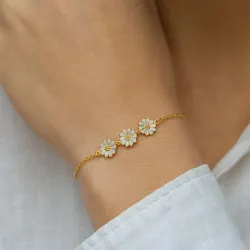 margeritt blå armbånd i forgylt sølv - Maggie