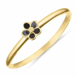 5 mm margeritt svart ring i forgylt sølv - Majse