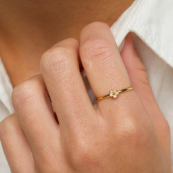 4,5 mm margeritt blå ring i forgylt sølv - Majse