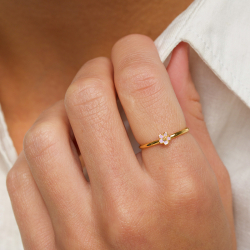 5 mm margeritt lilla ring i forgylt sølv - Majse