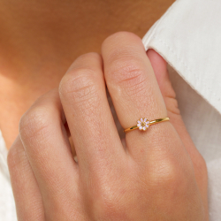 5 mm margeritt lilla ring i forgylt sølv - Maggie