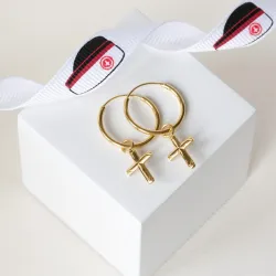 18 mm kors creol i forgylt sølv - Amoré