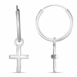 18 mm kors creol i sølv - Amoré