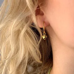 18 mm hjerte creol i forgylt sølv - Amoré