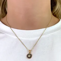 11 mm margeritt zirkon anheng med halskjede i forgylt sølv - Matilda