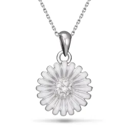 14 mm margeritt zirkon halskjede i sølv - Matilda