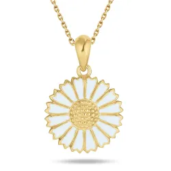 15 mm margeritt blå halskjede i forgylt sølv - Marie