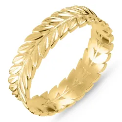 blad ring i forgylt sølv