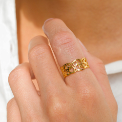 hjerte ring i forgylt sølv