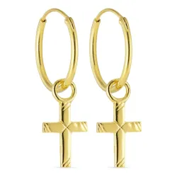 14 mm kors creol i forgylt sølv - Amoré