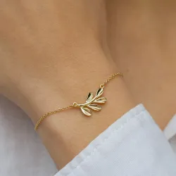 blad armbånd i forgylt sølv