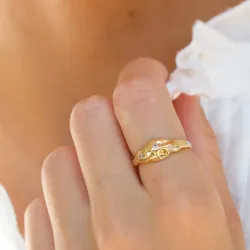 rosa zirkon ring i forgylt sølv