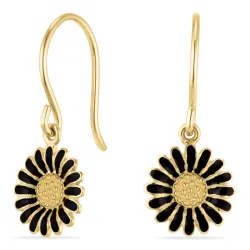 11 mm margeritt svart øredobber i forgylt sølv - Matilda
