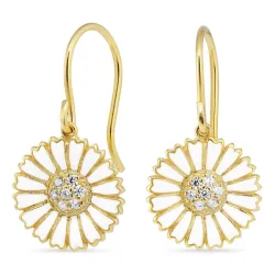 14 mm margeritt zirkon øredobber i forgylt sølv - Marie