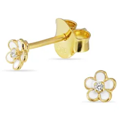 4,5 mm margeritt zirkon ørestikker i forgylt sølv - Majse