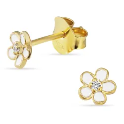 5,5-6 mm margeritt zirkon ørestikker i forgylt sølv - Majse